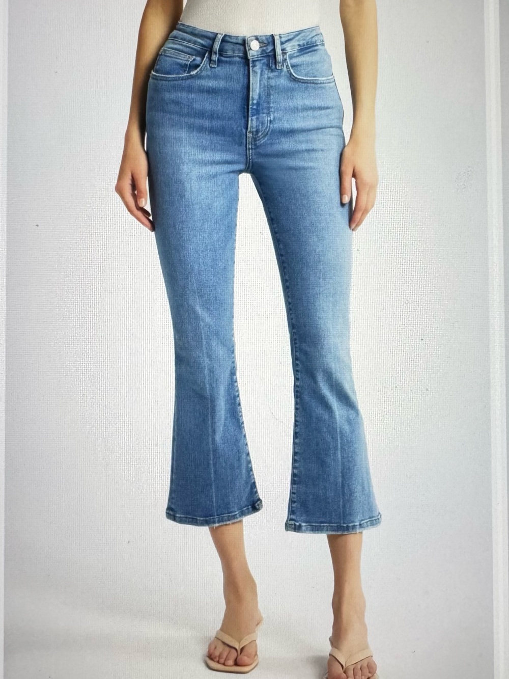 FRAME Denim Le Crop Mini Boot Jeans Gold Hologram Metallic Blue Size 24